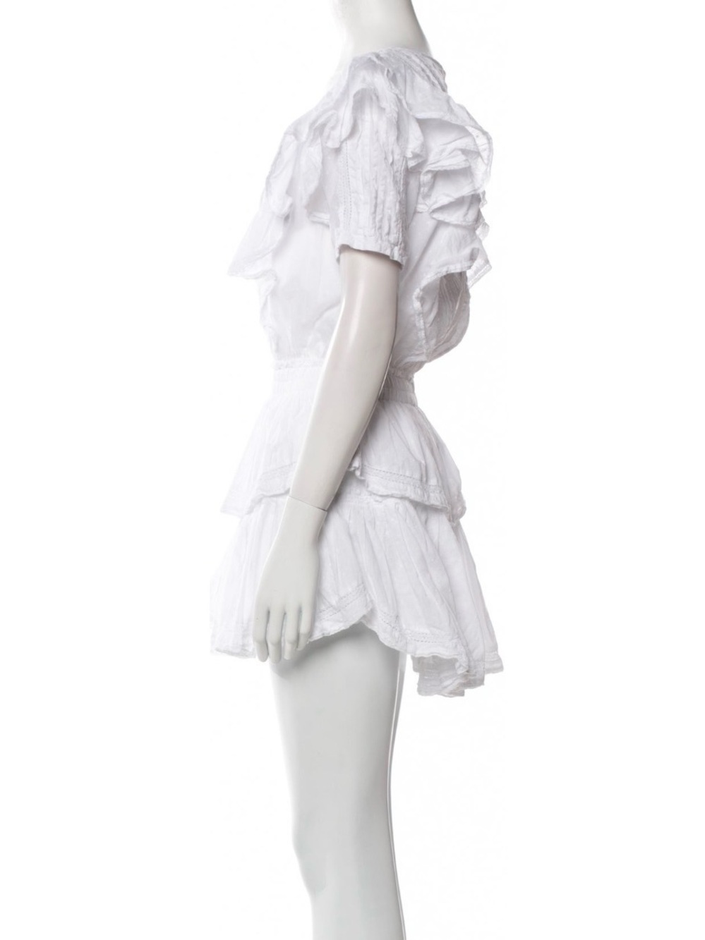 Love Shack Fancy Women's White Ruffled Short Dress - Picture 3 of 4